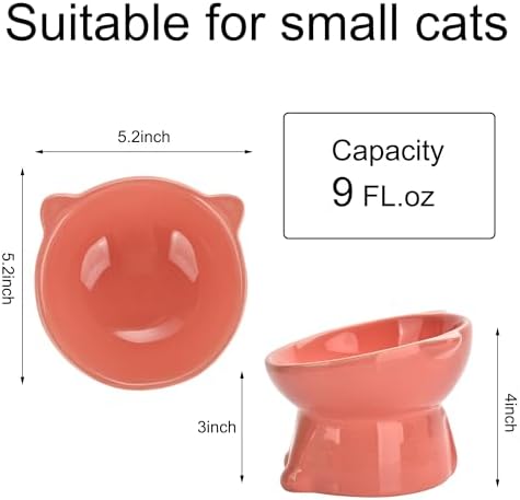 Ceramic Raised Cat Bowls ,Tilted Elevated Cat Food Bowl for Indoor,Anti Vomiting & Protect Pet's Spine ,Pet Feeder Dish for Flat Faced Cats and Kitten (Pink) - Image 5