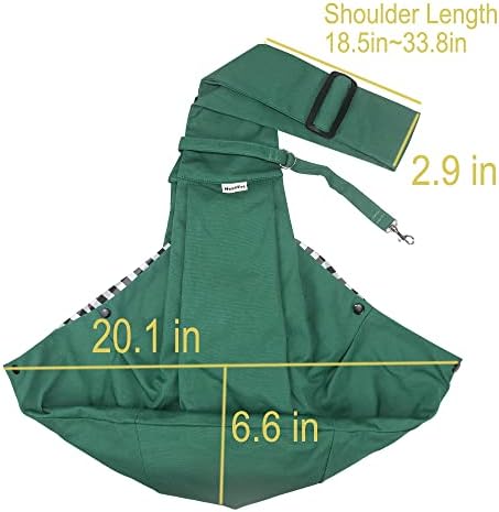 Pet Sling Carrier Adjustable Shoulder Strap Puppy Tote Hands Free Reversible Pet Backpack for Outdoor Travel Green - Image 3