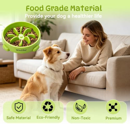 WinTour Slow Feeder Dog Bowls for Small Medium Pets, Round PP Dish, 1 Pack - Image 5