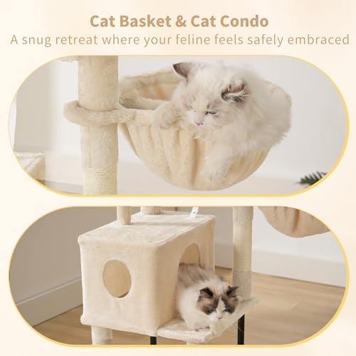 Heybly Cat Tree with Toy, 49.2 inch Cat Tower for Indoor Cats HCT200SM - Image 4