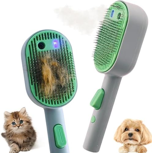 Cat Steam Brush - Cat Hair Brush For Shedding - Deshedding Brushes For Dogs - Cat And Dog Grooming Supplies - Slicker Brush For Dogs Short Hair - Cats Deshedding Comb SELFCLEANING, 4 IN 1, SOFT STEAM by Unknown