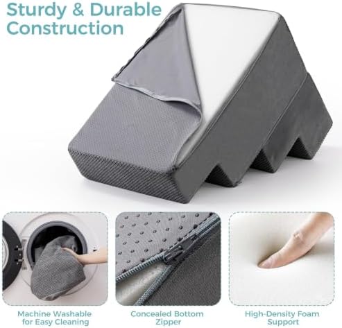Dog Stairs, Steps and Ramp for High Bed & Sofa, 13-24" H Detachable Pet Stairs for Small Medium Dogs, Sturdy 40D Foam, Non-Slip, Washable Cover with Lint Roller, Grey - Image 5