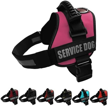 ALBCORP Service Dog Vest Harness – Reflective Service Animal Vest, No-Pull Harness with Handle & Mesh Padding – Sizes XXS-XL for Puppies – 2 Removable Service Patches Included (Extra Large, Pink) by Albcorp