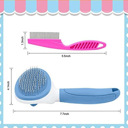 Self Cleaning Slicker Brush, Cat Brushes for Indoor Cats with Metal Comb, Dogs Cats Hair Brushes for Shedding, Pet Kitten Grooming Tool with Release Button for Long or Short Hair by KALAMANDA(Blue) - Image 2