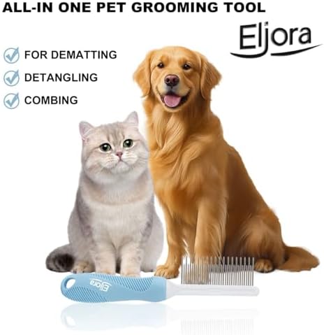 Pet Grooming & Dematting Comb – Stainless Steel Teeth, Non-Slip Grip, Removes Mats & Tangles, Gentle Deshedding Tool for Long & Short Hair Dogs & Cats - Image 7