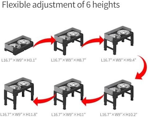 PAKEWAY Elevated Dog Bowls for Medium and Large Dogs, Spill Proof Tiltable Dog Feeder with 2 Stainless Steel Bowls, 6 Height Adjustable Raised Dog Bowl Stand - Image 2