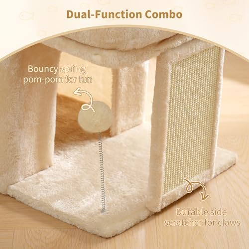 Heybly Cat Tree, 14" Cat Tower with Large Cat Bed & Condo HCT203SM - Image 5