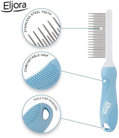 Pet Grooming & Dematting Comb – Stainless Steel Teeth, Non-Slip Grip, Removes Mats & Tangles, Gentle Deshedding Tool for Long & Short Hair Dogs & Cats - Image 2