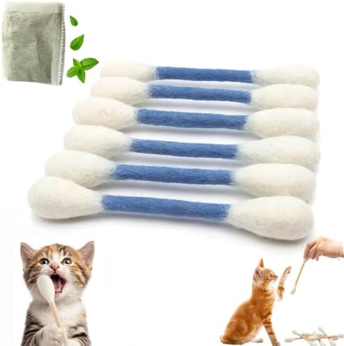 6 Pack Giant Cotton Swab Catnip Toys,Giant Qtip Cat Toy,Felt Interactive Kicker Chew Toys for Kittens & Indoor Cats, Soft Teething Toy with Organic Catnip, Eases Boredom, Cat Lover Gift(Blue) by Unknown