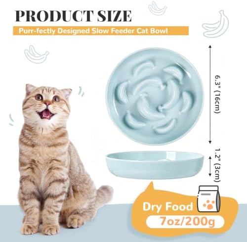 Melamine Cat Slow Feeder Bowl - Pastel Series Cat Plate for Dry and Wet Food - Cute Maze Feeder Dish for Healthy Eating - Dishwasher Safe - 6.3''W x 1.2''H - 7 OZ - Ivory White - Image 4