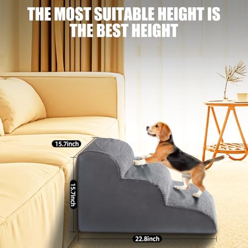 Chic Threads 3-Step Dog Stairs for Small Dogs, Dog Ramp for Bed 15.7" H - Image 2