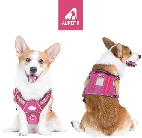 Auroth Tactical Dog Harness for Large Dogs No Pull Adjustable Pet Harness Reflective K9 Working Training Easy Control Pet Vest Military Service Dog Harnesses Rose Red M - Image 2