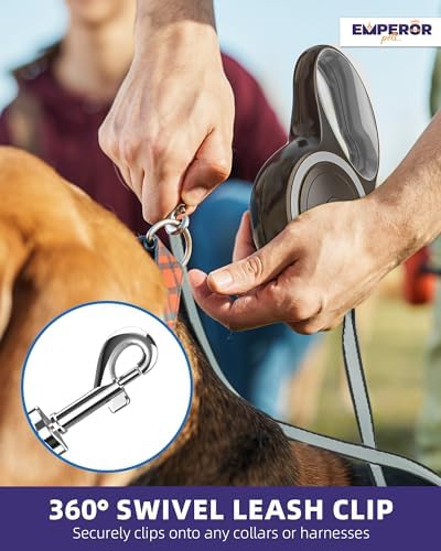 Emperor Pets Retractable Dog Leash, 16 ft, Up to 110lbs, Gray -GY16 - Image 6