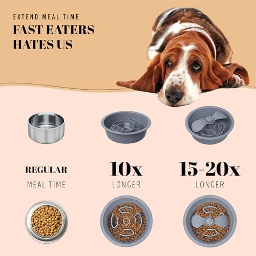 AVERYDAY Slow Feeder Dog Bowls for Medium Breed, 1.5 Cups Deep Food Puzzle Bowl with Spinning Slow Feeder Insert, Non-Slip Bottom, Fits for Raised Stand, Hard Maze Design for Small and Medium Dogs - Image 5