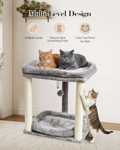 SYANDLVY Small Cat Tree with 2-Tier Perch Platforms, Scratching Post Tower - Image 5