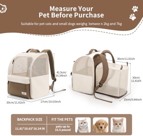wakytu Expandable Cat Carrier Backpack,Pet Carrier for Small Cats Dogs - Image 2