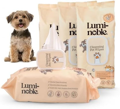 Pet Wipes for Dogs & Cats, dog wipes cleaning deodorizing, 400 Ct (4x100) by LumiNoble