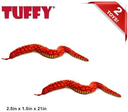TUFFY - World's Tuffest Soft Dog Toy - Desert - Multiple Layers. Made Durable, Strong & Tough. Interactive Play (Tug, Toss & Fetch). Machine Washable & Floats (Snake, Large 2 Pack)