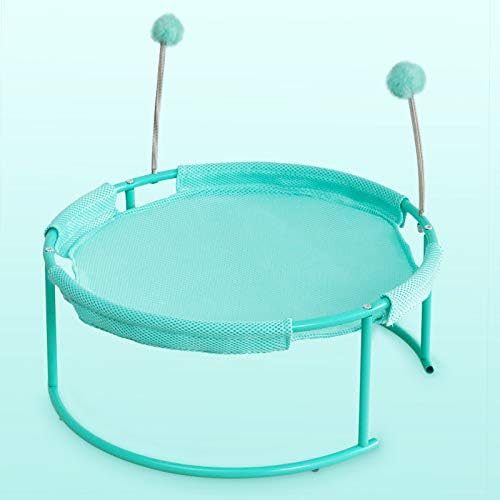 Cat Bed Summer Hammock Bed Free-Standing Cat Sleeping Cat Supplies Washable & Breathable Easy Assembly Indoors Outdoors, 18 in x 18 in x 7.5 in (Blue)