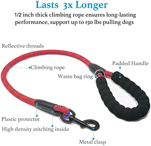 iYoShop Double Dog Leash, 360° Swivel, No Tangle, Large, 25-150 lbs, Red - Image 3