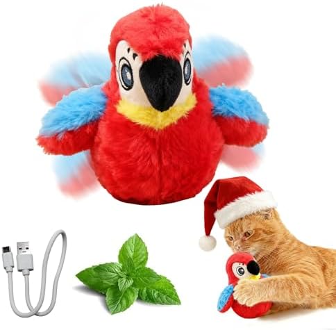 Puffluv Flapping Cat Toy,Interactive Parrot Flying Bird, Auto Chirping & Beating Wings 3 Modes, USB Charging with Catnip for Indoor Kittens Active Fun by Unknown