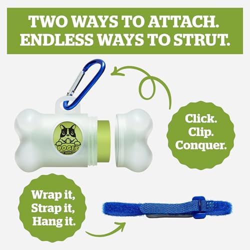 Pogi's Dog Poop Bag Dispenser with Metal Carabiner Clip - Includes 15 Pogi's Poop Bags for Dogs (Pack of 3) - Image 3