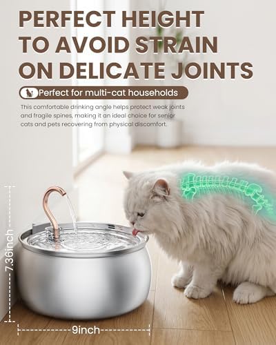 Stainless Steel Cat Water Fountain, SwanNeck Multi-Pet Dispenser - Image 5