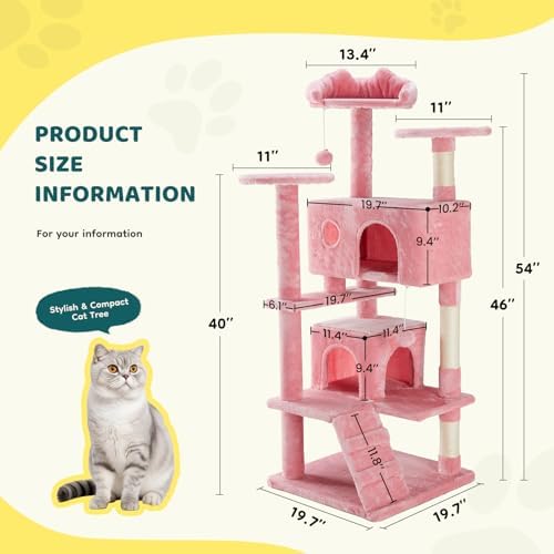 DUMOS 54 Inch Cat Tree Tower with Scratching Posts, Indoor Use - Image 6