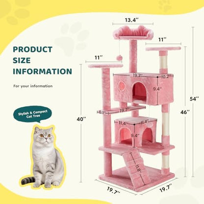 DUMOS 54 Inch Cat Tree Tower with Scratching Posts, Indoor Use - Image 6