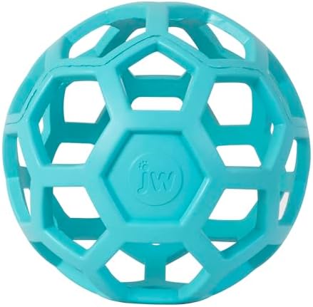 JW Pet HOL-ee Roller Dog Puzzle Ball, Large 5.5in, Natural Rubber, Blue by JWPet