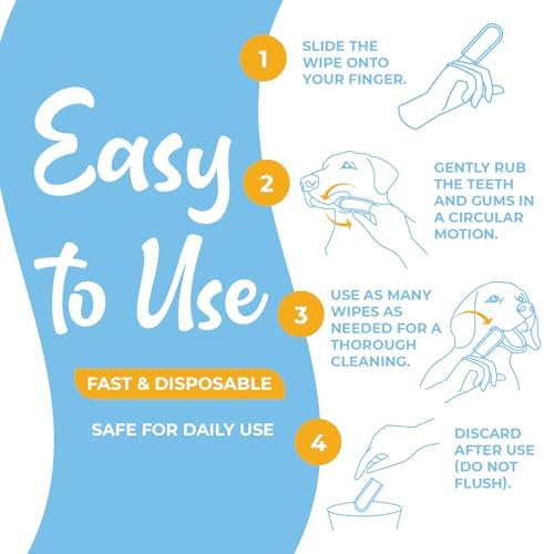 Dog Teeth Cleaning Finger Wipes - Easy Cats & Dogs Dental Care Toothbrush and Tooth Brushing Kit, Freshen Bad Breath, Reduces Plaque - 50 Count - Image 6