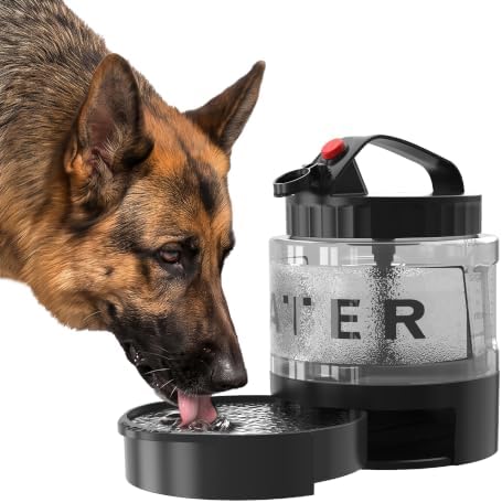 Portable Dog Water Bottle with Travel Bowl, 56 oz/1.6 L, Black by PETDOTT