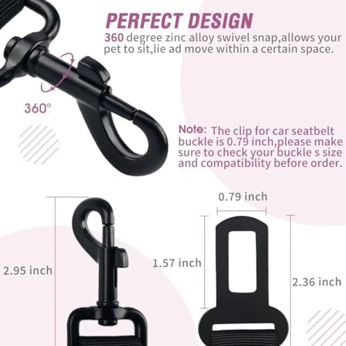 COOYOO Dog Seat Belt,Retractable Dog Car Harness Seat Belt for Car Adjustable Nylon Pet Safety Seat Belts Heavy Duty & Elastic Bungee Buffer - Image 5