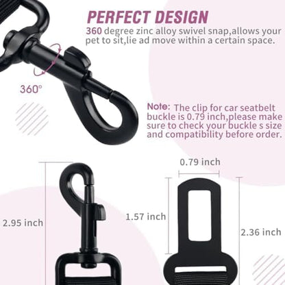 COOYOO Dog Seat Belt,Retractable Dog Car Harness Seat Belt for Car Adjustable Nylon Pet Safety Seat Belts Heavy Duty & Elastic Bungee Buffer - Image 5