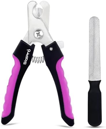 Dog Nail Clippers, Professional Pet Nail Cutter Trimmers with File, Safety Guard, for Large to Medium Dogs, Cats (Pink) by SialPro