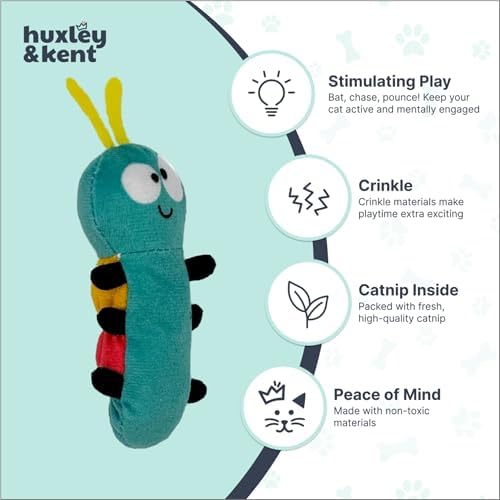 Huxley & Kent Plush Cat Toy - Interactive Catnip Toy for Cats & Kittens - Soft with Crinkle & Catnip - Fun Indoor Play - Caterpillar - Image 4