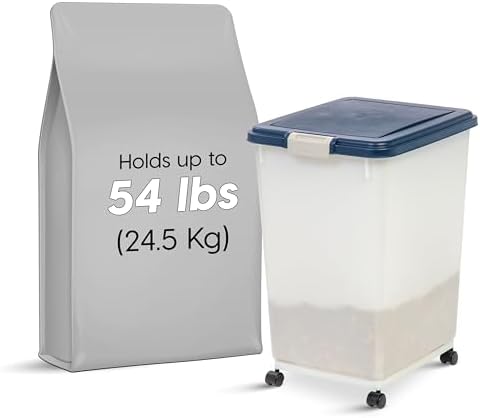 IRIS USA Dog Food Storage Container, Up to 54 lbs, Navy/Pearl, Made in USA - Image 2
