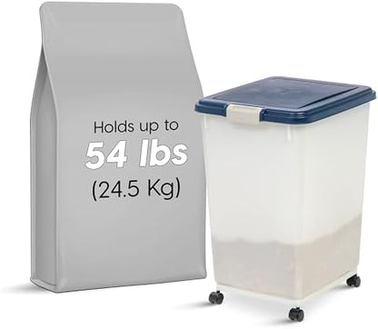IRIS USA Dog Food Storage Container, Up to 54 lbs, Navy/Pearl, Made in USA - Image 2