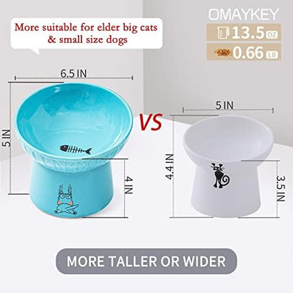 6.5 Inch Wide Ceramic Raised Cat Bowls, Tilted Elevated Cat Food Bowl Set - Image 3