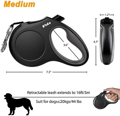 Fida Retractable Dog Leash with Dispenser and Poop Bags, 16 ft, Black - Image 6