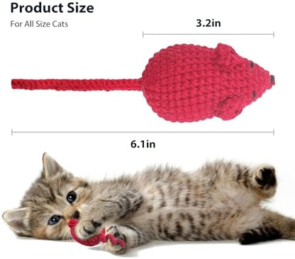 Catnip Toys Crochet Mouse, 6 Pcs Yarn Cat Nip Mice Safe Teeth Cleaning Chew Toy for Indoor Kittens Kitty, Adult Cats Interactive Catnip Cat Kicker Toys Anxiety Relief - Image 6