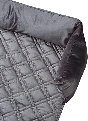 Brilliant Sunshine Grey Velvet Dog Sofa Slipcover, Small - Image 6