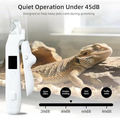 Bearded Dragon Nail Clipper & Grinder 2-in-1 - Rechargeable Electric Lizard Nail File Trimmer with Safety LED Light, Quiet Low-Speed for Lizard, Crested Gecko, Turtle, Chameleon - Image 4