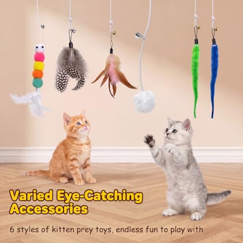 Interactive Cat Toys for Indoor Cats, USB Rechargeable Electric Teaser with Clip, Automatic Cat Toys to Self Play Enrichment Toy for Bored Kittens & Adult Cats (Pink) - Image 4
