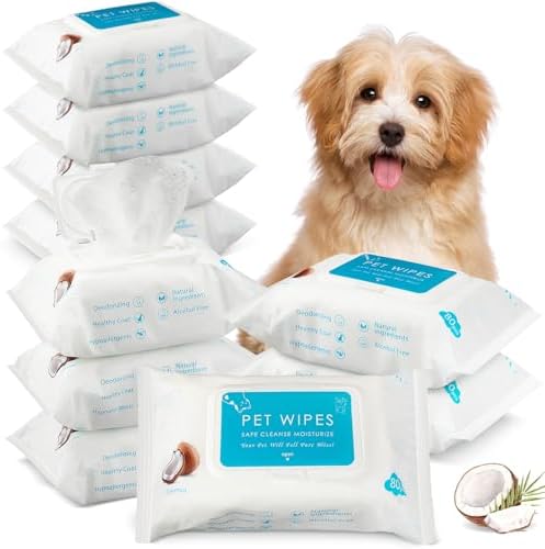 Treela 10 Pack Dog Pet Wipes, 80 Count Paws Body, Coconut by Treela