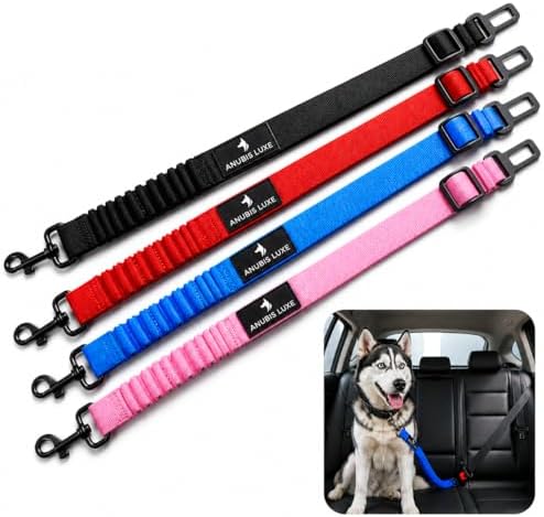 Dog Seat Belt Retractable Dog Leash Adjustable Dog Seatbelt for Vehicle Pet Safety Elastic Nylon Bungee Buffer Strap Elite Heavy Duty Durable Car Harness Tether for Dogs (Pink) - Image 3