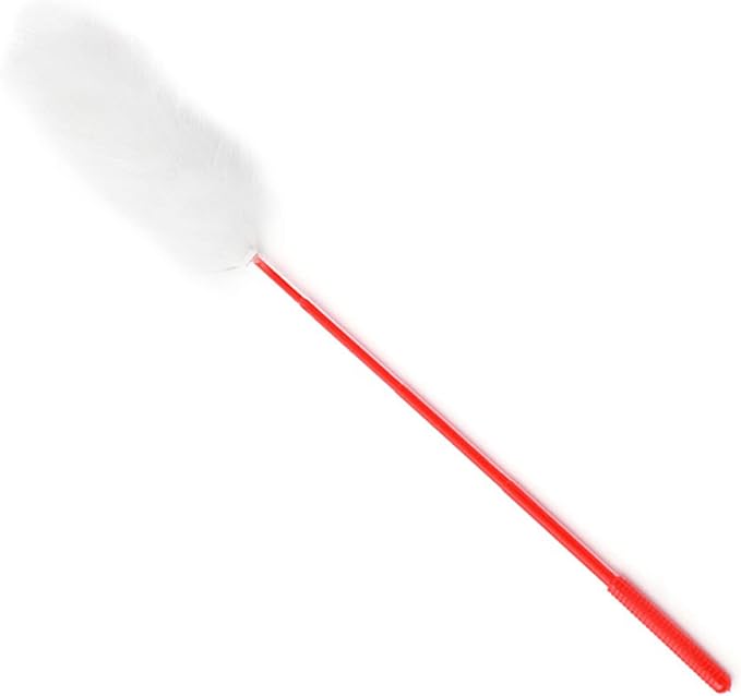 Plush Cat Teaser Wand Bite Hand Crafted Soft Plush Cat Toys Training Indoor (White)