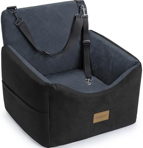 JOEJOY Dog Car Seats for Small Medium Dogs Under 35lbs, Dog Booster Seat with Detachable Washable Cover and Cushion, Memory Foam Pet Car Seat with Safety Belt and Storage Pockets (DG) by JOEJOY