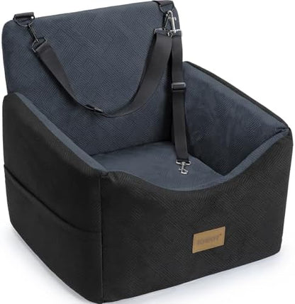 JOEJOY Dog Car Seats for Small Medium Dogs Under 35lbs, Dog Booster Seat with Detachable Washable Cover and Cushion, Memory Foam Pet Car Seat with Safety Belt and Storage Pockets (DG) by JOEJOY