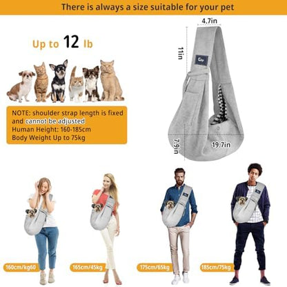 CUBY Dog and Cat Sling Carrier - Hands Free Reversible Small Pet Sling Carrier Bag - Soft Pouch and Tote Design - Suitable for Puppy, Small Dogs Cats Outdoor Travel(Classic Grey) - Image 6